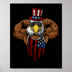 Amerikanische Flagge Muskelbepackte Hocke Dabbing Poster