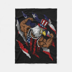 Amerikanische Flagge Muskulöser Weißkopfseeadler F Fleecedecke