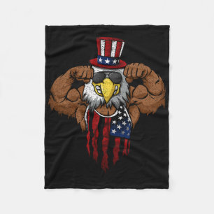 Amerikanische Flagge Muskulöser Weißkopfseeadler F Fleecedecke