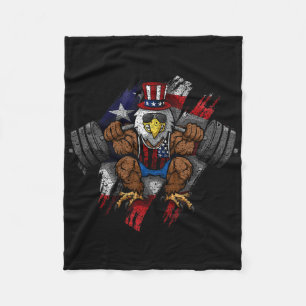 Amerikanische Flagge Muskulöser Weißkopfseeadler F Fleecedecke