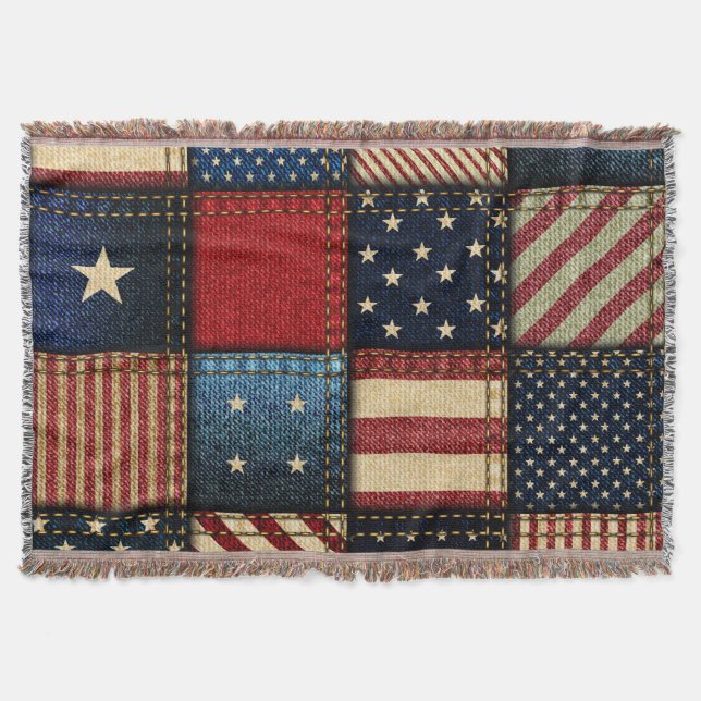 Amerikanische Flagge, Muster Nahtloses Muster. Decke (Vorderseite)