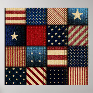 Amerikanische Flagge, Muster Nahtloses Muster. Poster