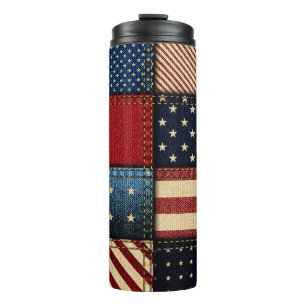Amerikanische Flagge, Muster Nahtloses Muster. Thermosbecher