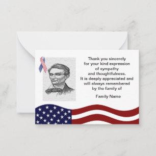 Amerikanische Flagge nach Beerdigung Dankeschön Ka Mitteilungskarte