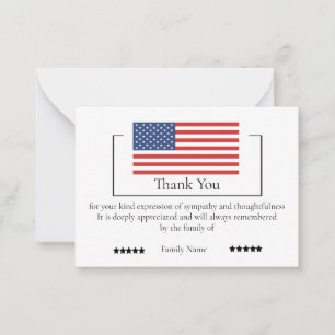 Amerikanische Flagge nach Beerdigung Dankeschön Ka Mitteilungskarte