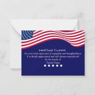 Amerikanische Flagge nach Beerdigung Dankeschön Ka Mitteilungskarte