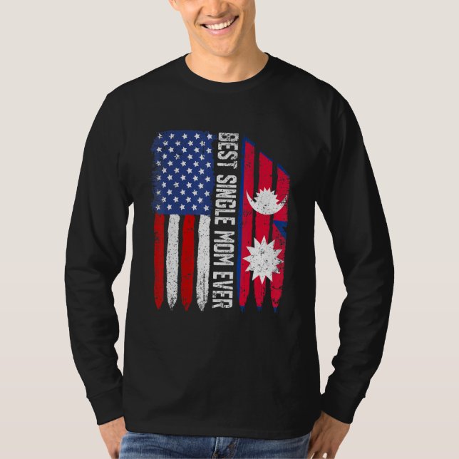 Amerikanische Flagge Nepal Flaggenflagge Bester Si T-Shirt (Vorderseite)