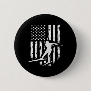 Amerikanische Flagge Nordic Ski Cool Skier Geschen Button