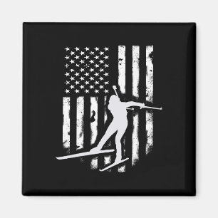 Amerikanische Flagge Nordic Ski Cool Skier Geschen Magnet