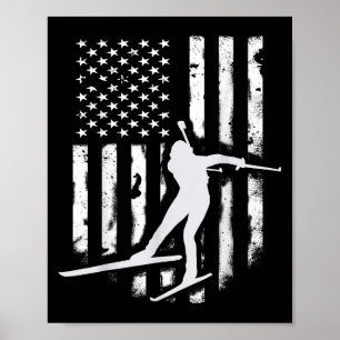 Amerikanische Flagge Nordic Ski Cool Skier Geschen Poster