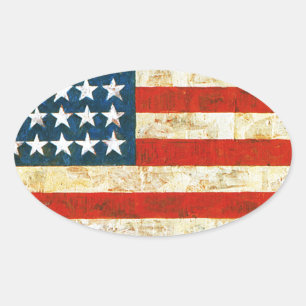 Amerikanische Flagge Ovaler Aufkleber