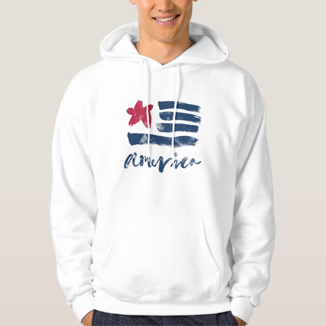 Amerikanische Flagge Paintstrokes Hoodie (Vorderseite)