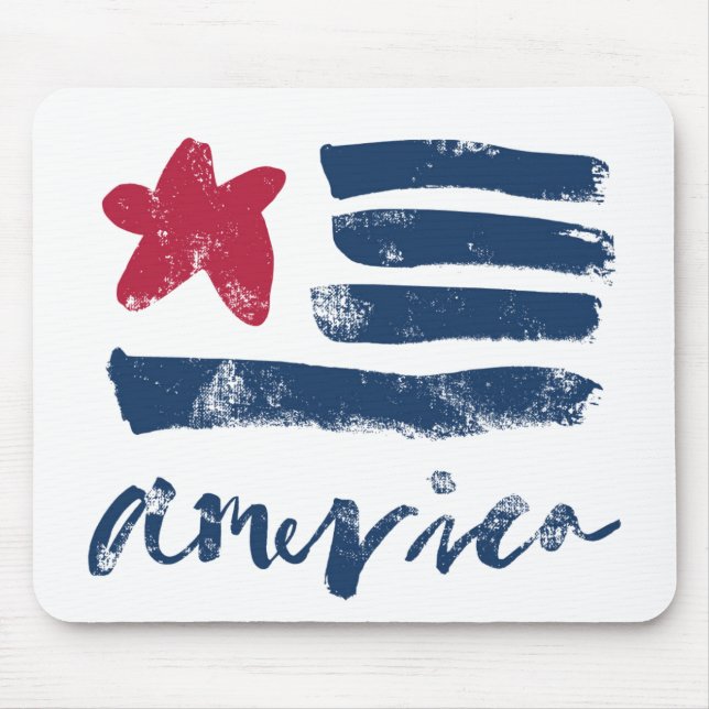 Amerikanische Flagge Paintstrokes Mousepad (Vorne)
