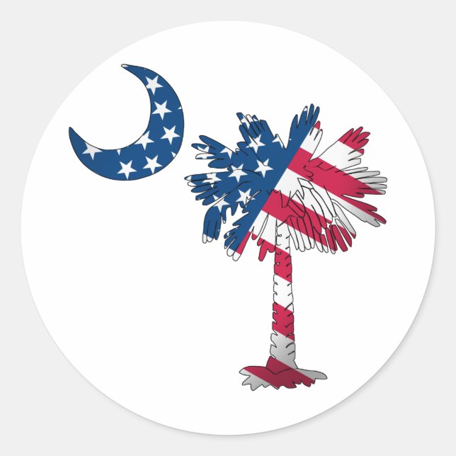 Amerikanische Flagge Palmetto Runder Aufkleber (Vorderseite)