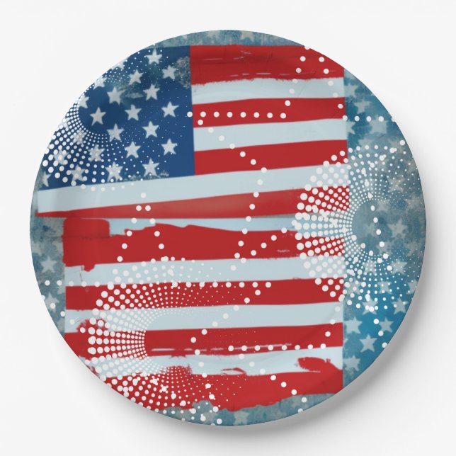 Amerikanische Flagge Pappteller (Vorderseite)