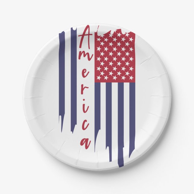 Amerikanische Flagge Pappteller (Vorderseite)