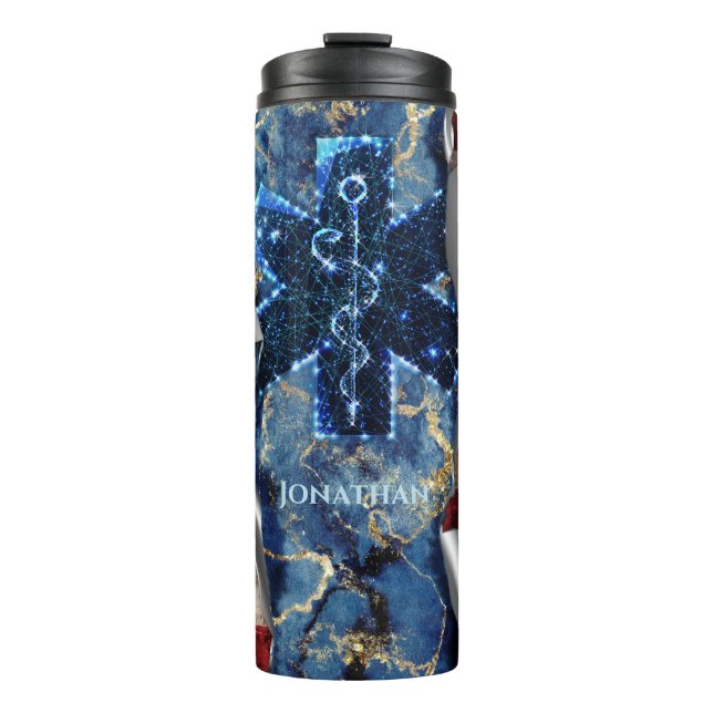 Amerikanische Flagge Paramedic EMS Personalisiert Thermosbecher (Vorderseite)