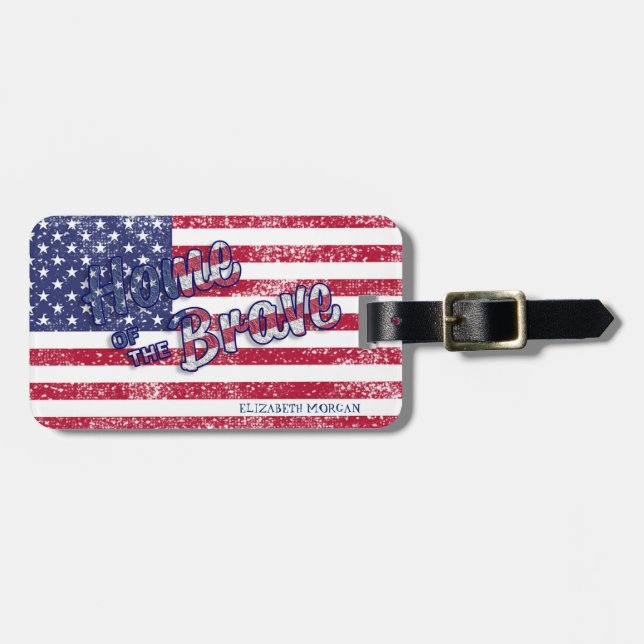 Amerikanische Flagge Patriotic 4. Juli Gepäckanhänger (Vorderseite horizontal)