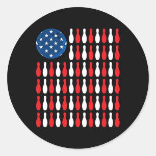 Amerikanische Flagge - Patriotic Bowler und Bowlin Runder Aufkleber