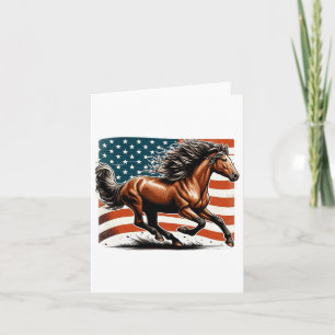 Amerikanische Flagge Patriotic Horse Reitferien Karte