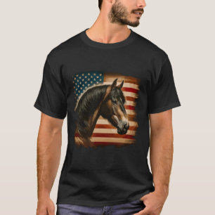 Amerikanische Flagge Patriotic Horseback Reitsport T-Shirt