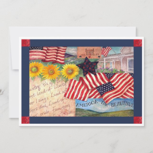 AMERIKANISCHE FLAGGE PATRIOTISCH EINLADUNG (Vorderseite)