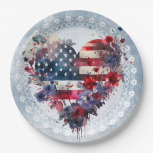 Amerikanische Flagge patriotische 4. Juli Unabhäng Pappteller