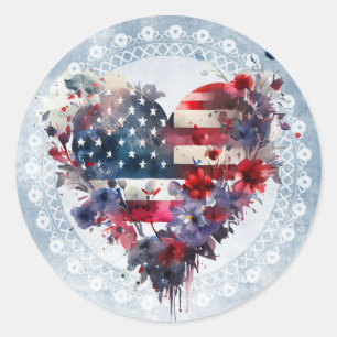 Amerikanische Flagge patriotische 4. Juli unabhäng Runder Aufkleber