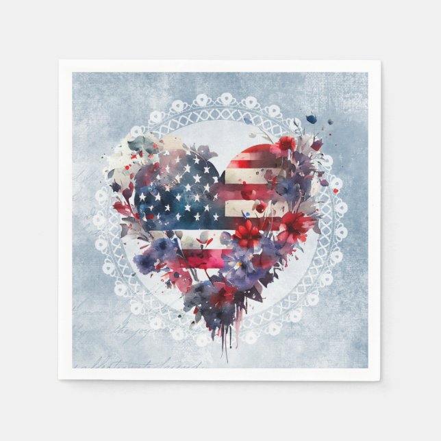 Amerikanische Flagge patriotische 4. Juli Unabhäng Serviette (Vorderseite)