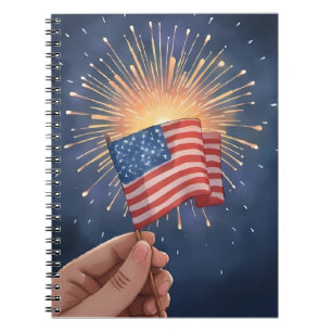 Amerikanische Flagge Patriotische Aquarellmalerei Notizblock