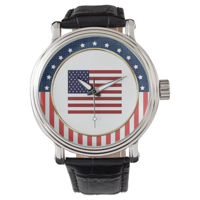 Amerikanische Flagge Patriotische Armbanduhr (Vorderseite)