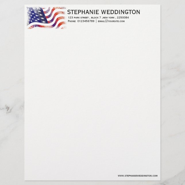 Amerikanische Flagge patriotische Buchstaben Briefbogen (Vorderseite)