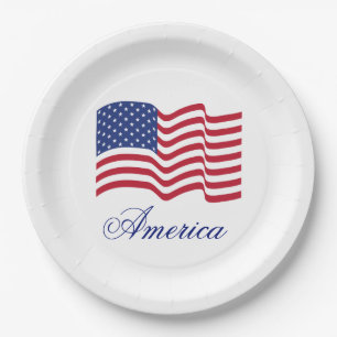 Amerikanische Flagge Patriotische Papierplatten  Pappteller