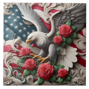 Amerikanische Flagge Patriotischer Adler Keramikfl Fliese