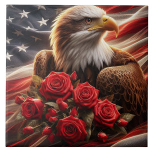 Amerikanische Flagge Patriotischer Adler Keramikfl Fliese