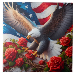 Amerikanische Flagge Patriotischer Adler Keramikfl Fliese
