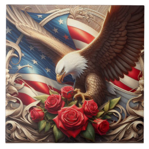 Amerikanische Flagge Patriotischer Adler Keramikfl Fliese