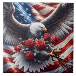 Amerikanische Flagge Patriotischer Adler Keramikfl Fliese