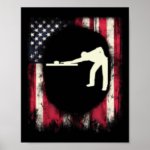 Amerikanische Flagge - Patriotischer Billardspiele Poster