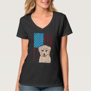 Amerikanische Flagge Patriotischer Hund Havanese T-Shirt