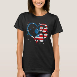 Amerikanische Flagge Patriotischer Hund & Katzenpf T-Shirt