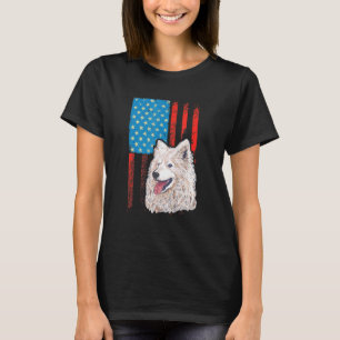 Amerikanische Flagge Patriotischer Hund Samoyed T-Shirt