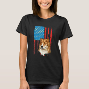 Amerikanische Flagge Patriotischer Hund Shetland S T-Shirt