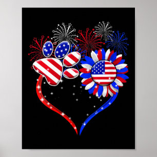 Amerikanische Flagge Patriotischer Hund Und Katze  Poster