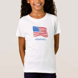 Amerikanische Flagge Personalisiertes Mädchen T-Shirt