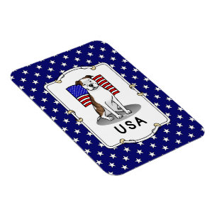 Amerikanische Flagge Pit Bull (lt brindle white 3) Magnet