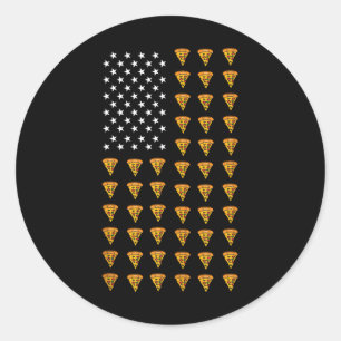 Amerikanische Flagge Pizza Essen USA Patriotismus Runder Aufkleber