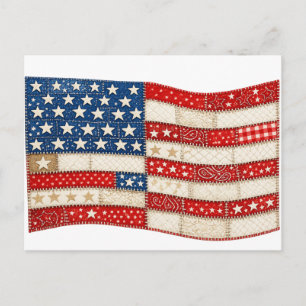 Amerikanische Flagge PNG Patchwork-patriotisches Feiertagspostkarte