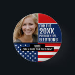 Amerikanische Flagge, politische Wahlkampfwerbung Button<br><div class="desc">American Flag,  Political Campaigner Advertising Abzeichen von The Business Card Store.</div>