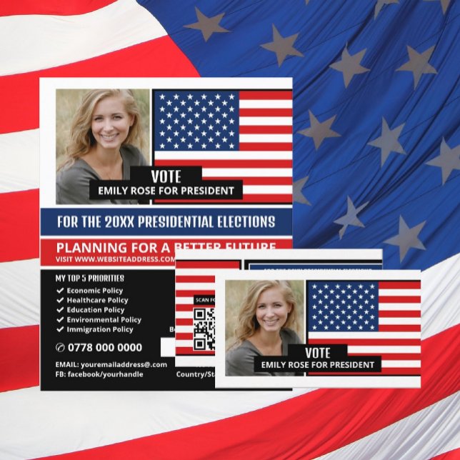 Amerikanische Flagge, politischer Wahlkämpfer Visitenkarte (Von Creator hochgeladen)